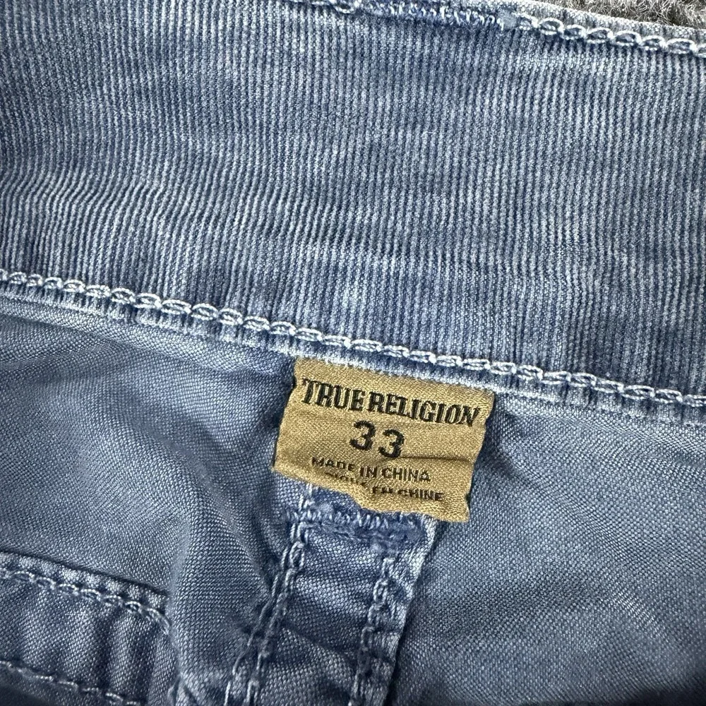 True Religion Pants Mens 33x33 Faded Blue Micro Corduroy Whisker Ricky Straight
